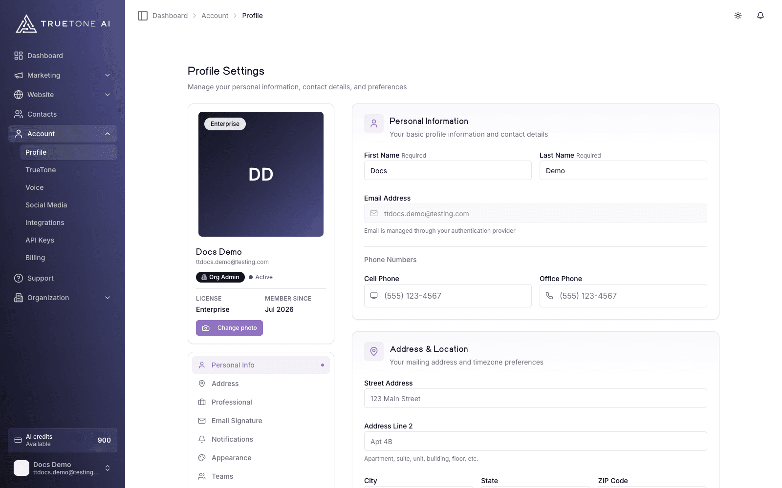 Your account profile settings.
