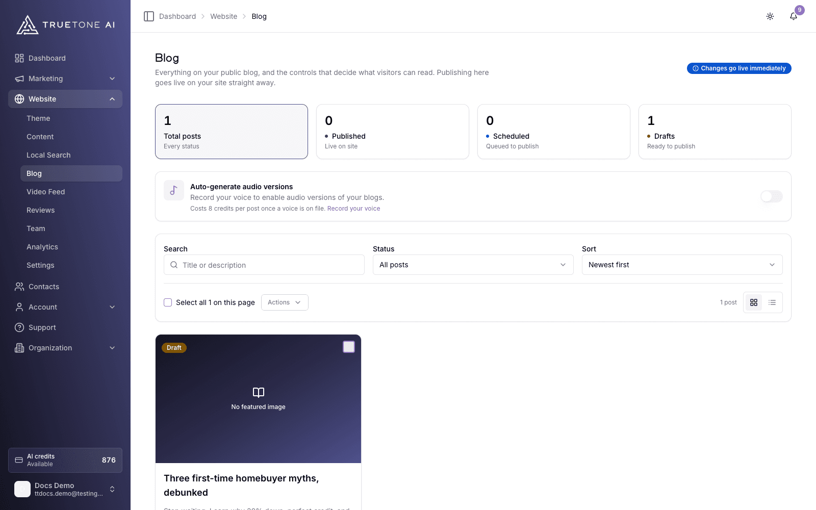Managing your website blog.