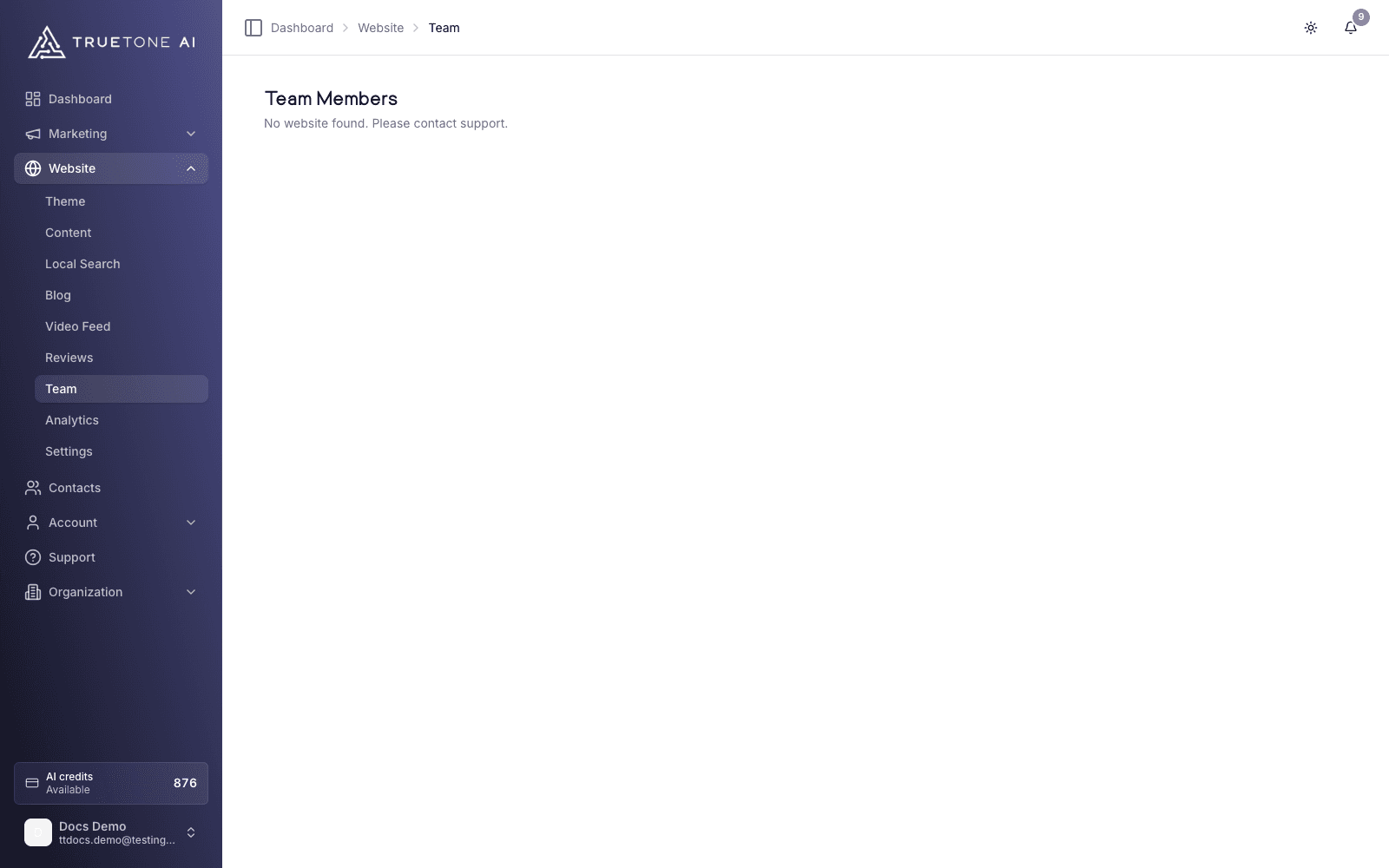 Your website team page settings.